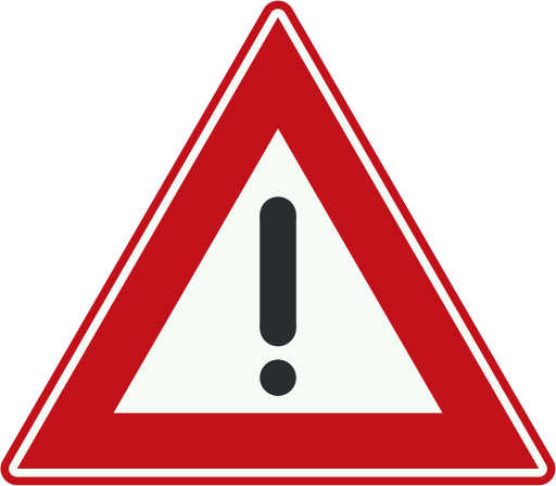 Warning road sign